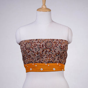 Brown - Rangoli Kalamkari Block Printed Cotton Blouse Piece