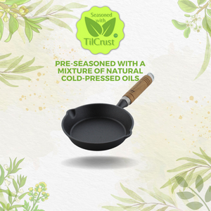 Trilonium Triple Seasoned Cast Iron Sleek WHS6 Skillet Fry Pan | Gas & Induction Compatible | Black