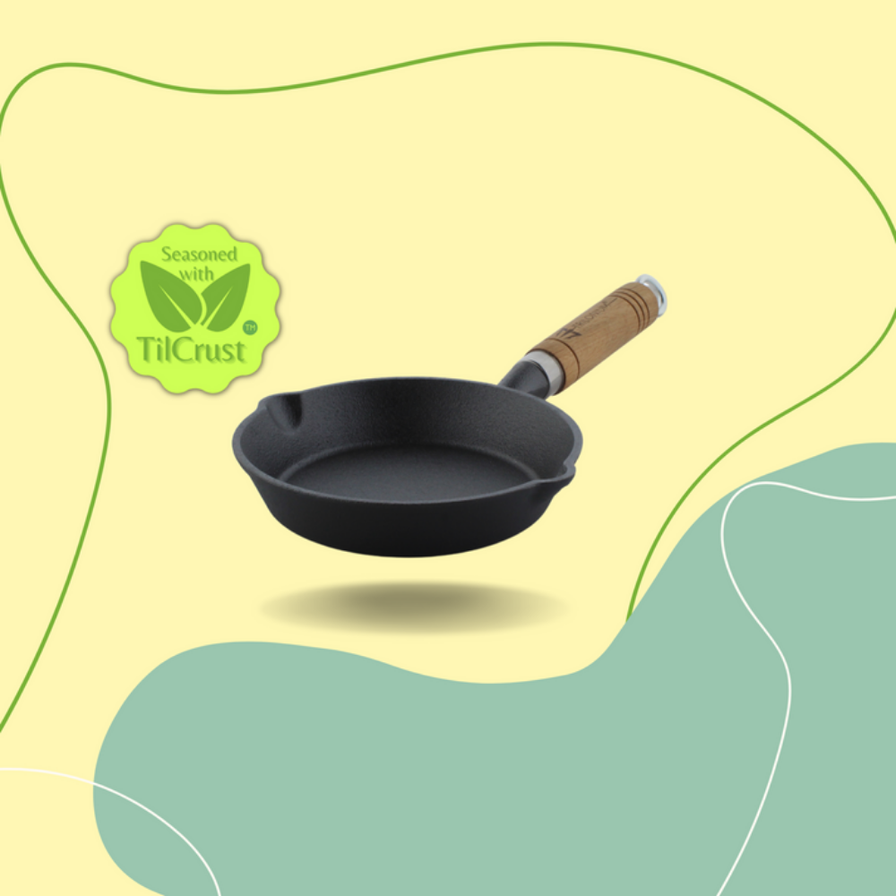Trilonium Triple Seasoned Cast Iron Sleek WHS6 Skillet Fry Pan | Gas & Induction Compatible | Black