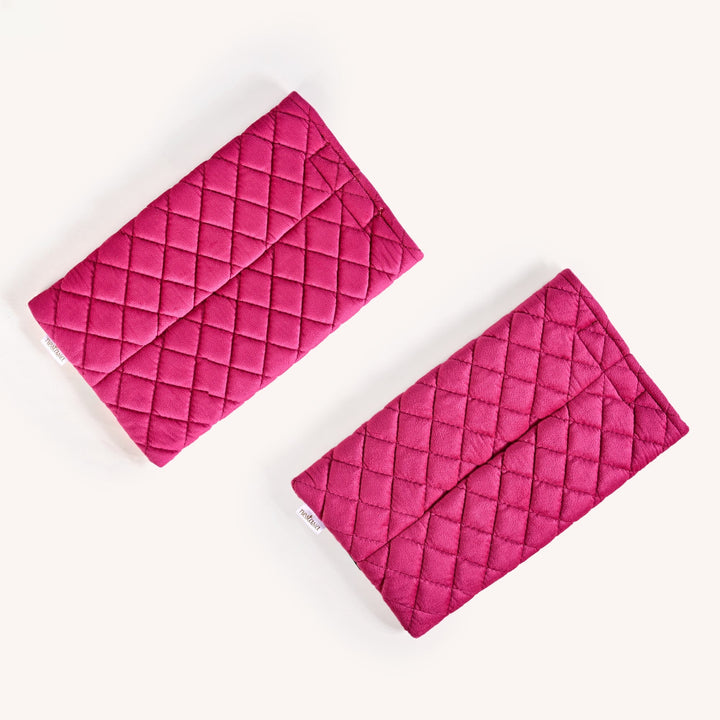 Set Of 2 Quilted Velvet Tissue Holders For Cars