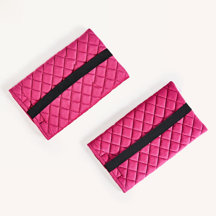 Set Of 2 Quilted Velvet Tissue Holders For Cars