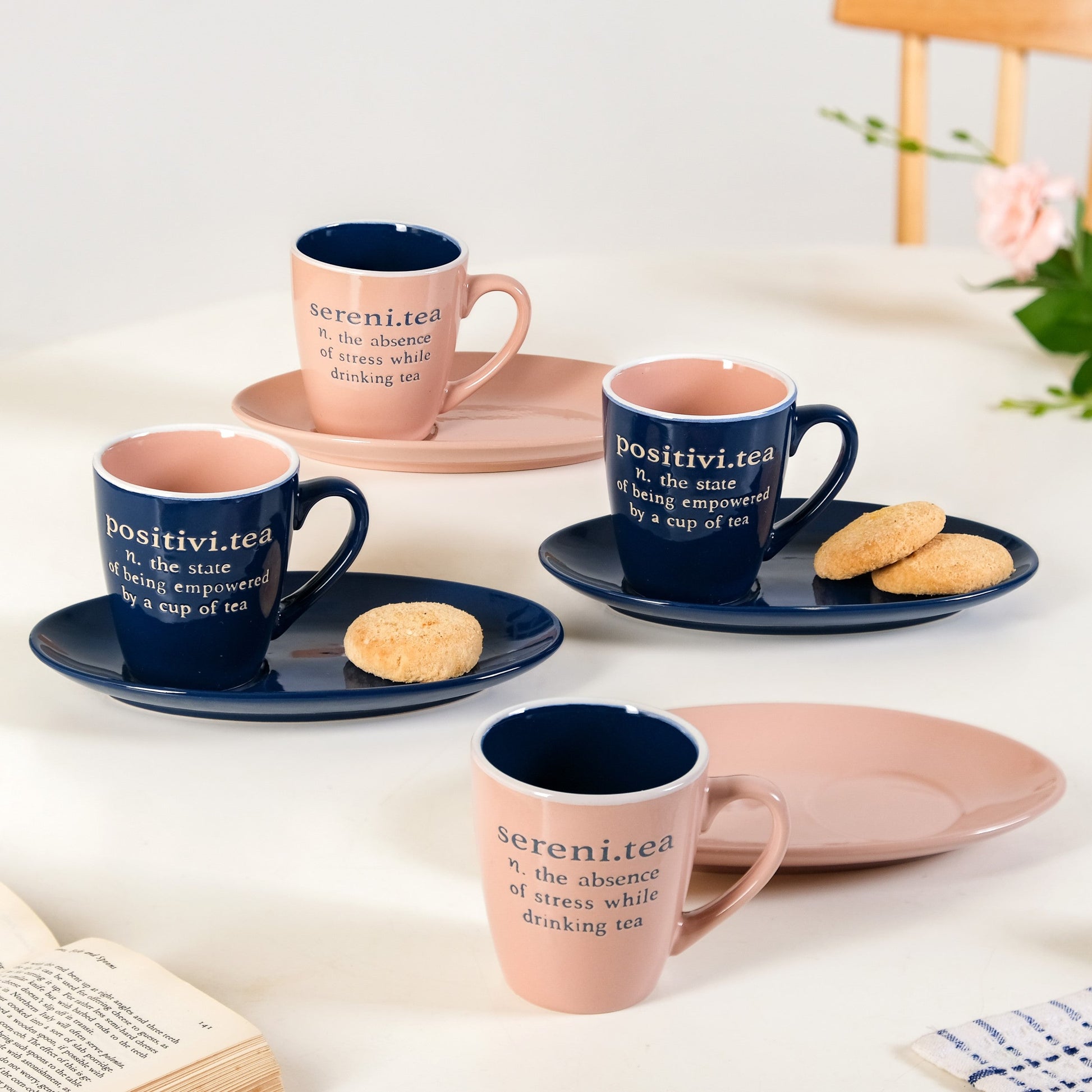 Quote Mugs Gift Set With 4 Cups 4 Saucers 250ml
