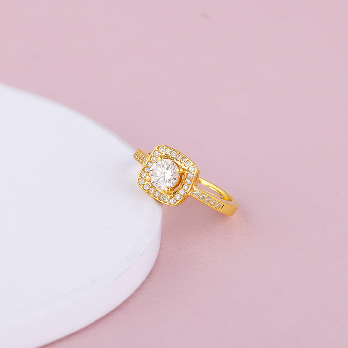 Golden Convex Zircon Ring