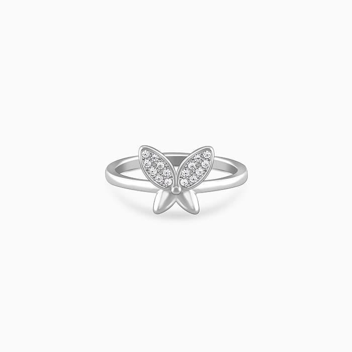 Silver Love Butterfly Ring