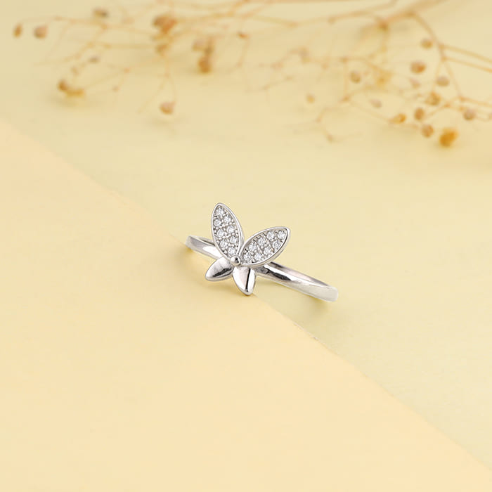 Silver Love Butterfly Ring