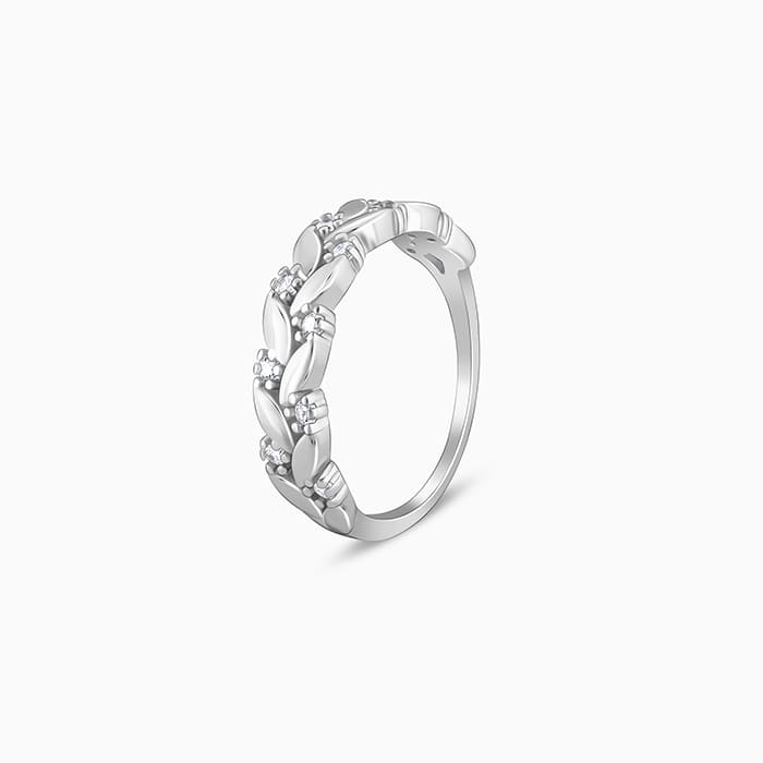 Silver Woven Leaf Ring