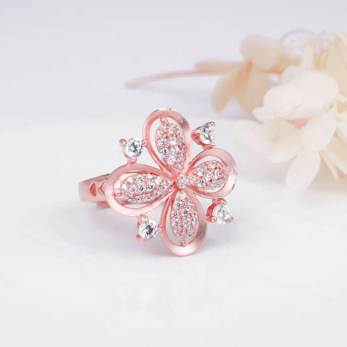 Rose Gold Zircon Primrose Ring