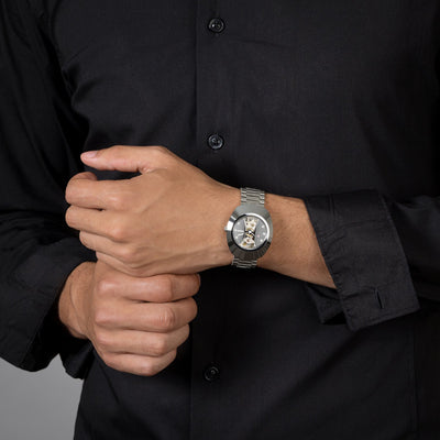 Diastar Men Automatic Black Dial Analog Stainless Steel Watch R12063103