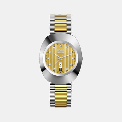 Diastar Men Quartz Champagne Dial Analog Stainless Steel Watch R12305304