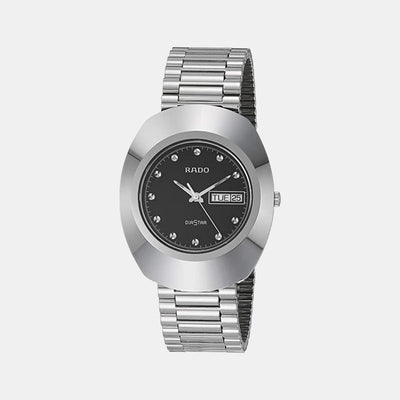 Diastar Men Quartz Black Dial Analog Stainless Steel Watch R12391153