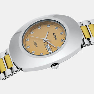 Diastar Men Quartz Yellow Dial Analog Stainless Steel Watch R12391633