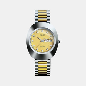 Diastar Men Quartz Yellow Dial Analog Stainless Steel Watch R12391633