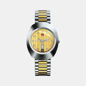 Diastar Men Quartz Gold Dial Analog Stainless Steel Watch R12408633