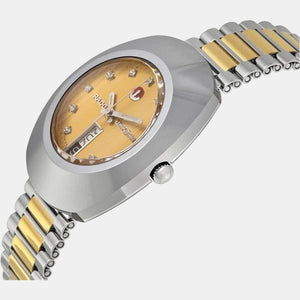 Diastar Men Quartz Gold Dial Analog Stainless Steel Watch R12408633