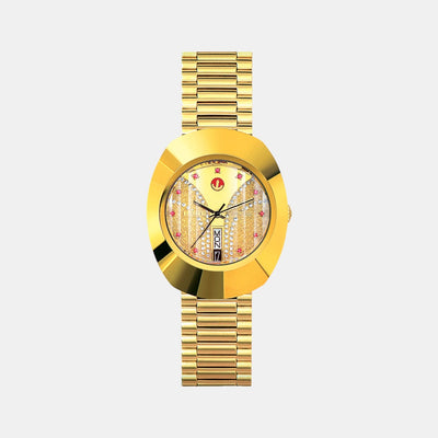 Diastar Men Automatic Gold Dial Analog Stainless Steel Watch R12413033