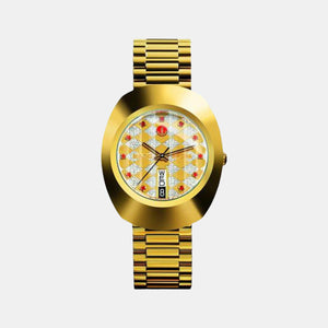 Diastar Men Quartz Gold Dial Analog Stainless Steel Watch R12413193