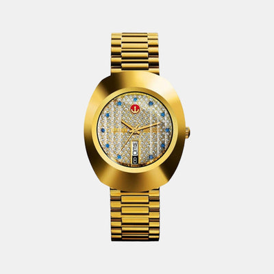 Diastar Men Quartz Gold Dial Analog Stainless Steel Watch R12413313