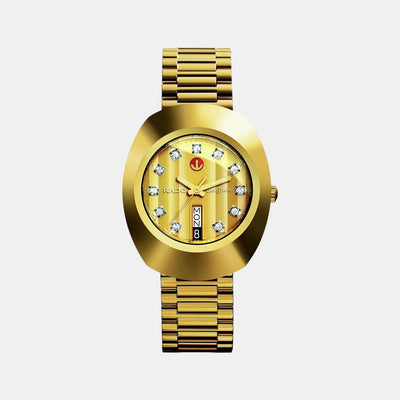 Diastar Men Automatic Gold Dial Analog Stainless Steel Watch R12413493