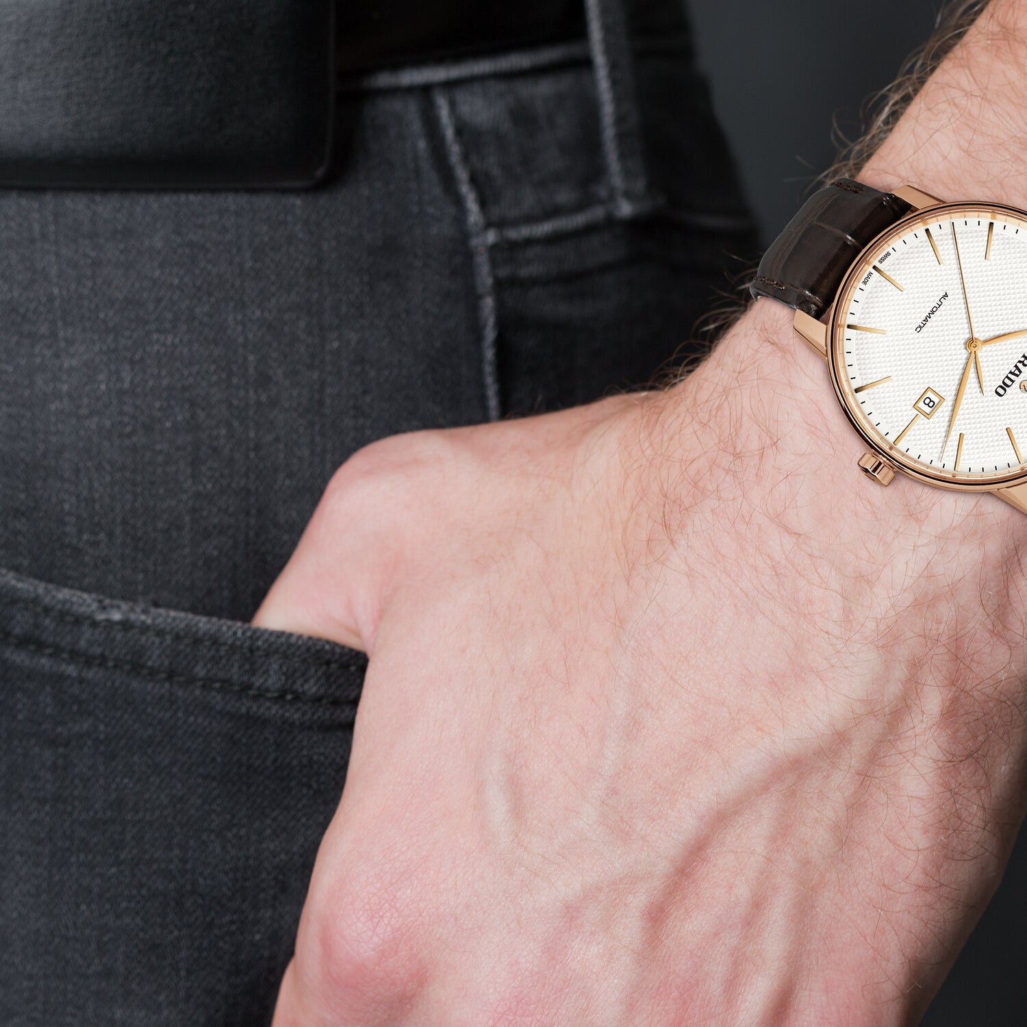 Coupole Men Automatic White Dial Analog Leather Watch R22877025
