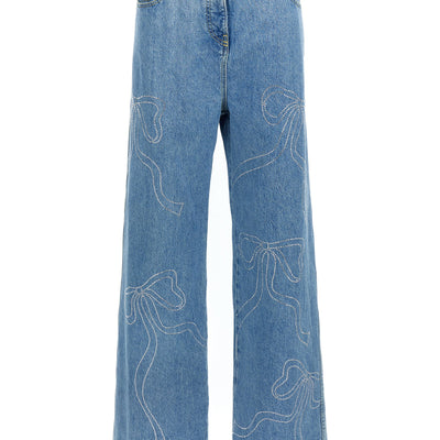 Mach & Mach Crystal Ribbon Hot Fix Jeans