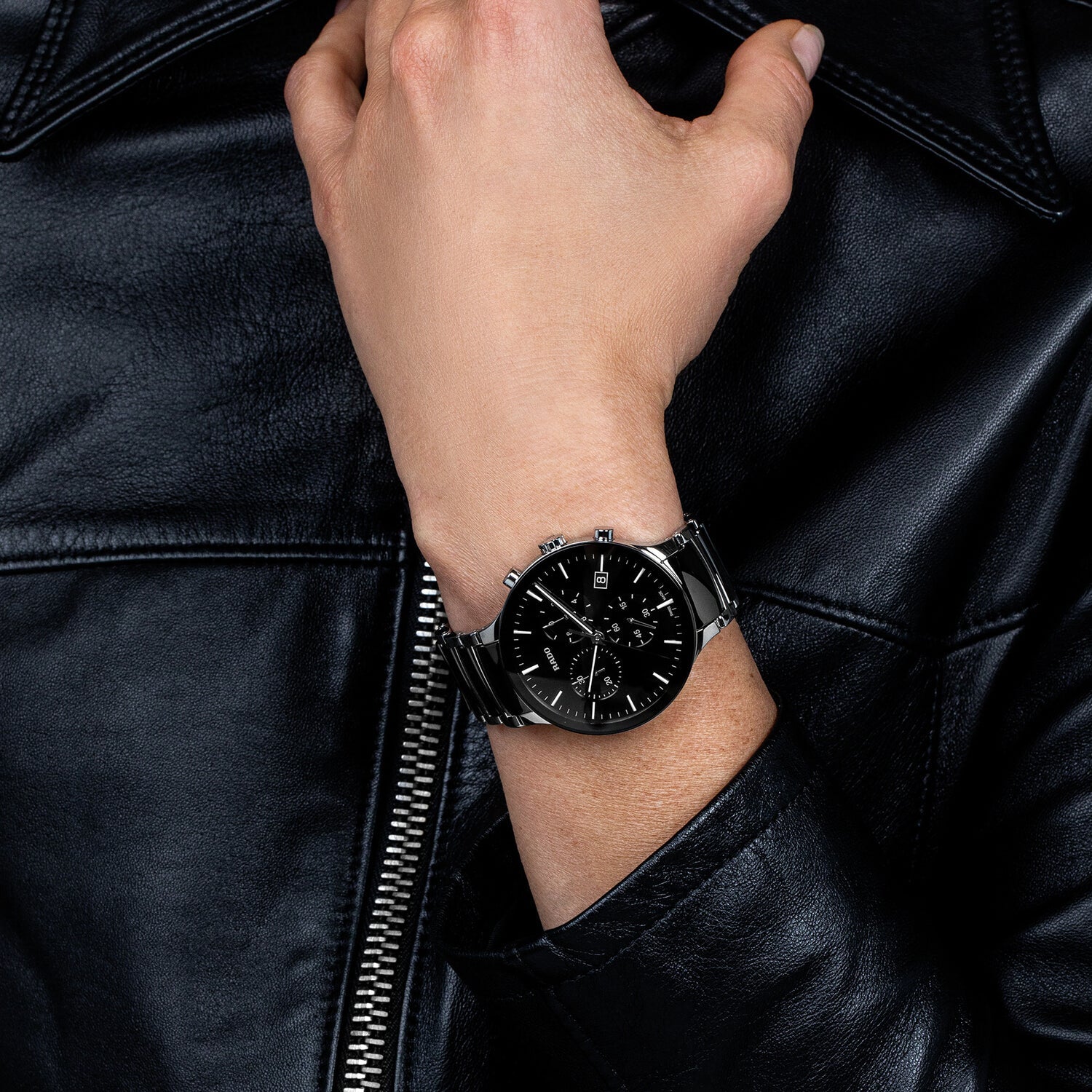 Centrix Men Quartz Black Dial Chronograph Stainless Steel Watch R30130152