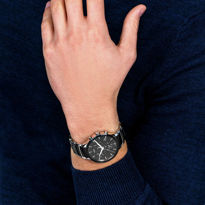 Centrix Men Quartz Black Dial Chronograph Stainless Steel Watch R30130152