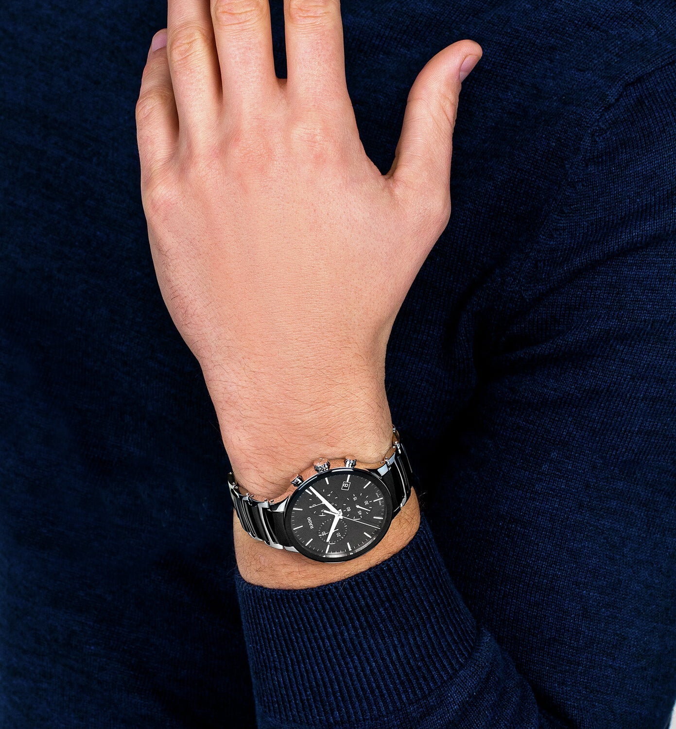 Centrix Men Quartz Black Dial Chronograph Stainless Steel Watch R30130152