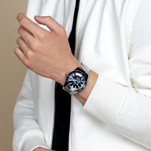 Captain Cook Men Automatic Blue Dial Analog Stainless Steel Watch R32105203