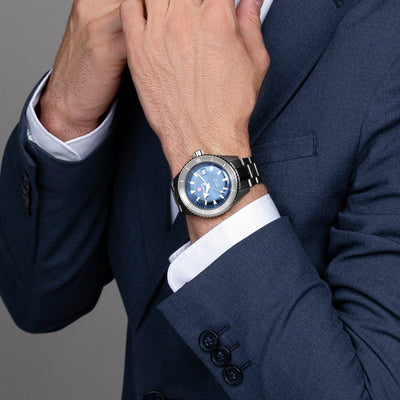 Captain Cook Men Automatic Blue Dial Analog Ceramic Watch R32144202