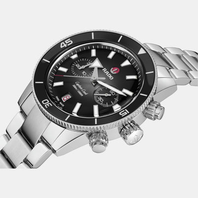 Captain Cook Men Automatic Black Dial Chronograph Stainless Steel Watch R32145158