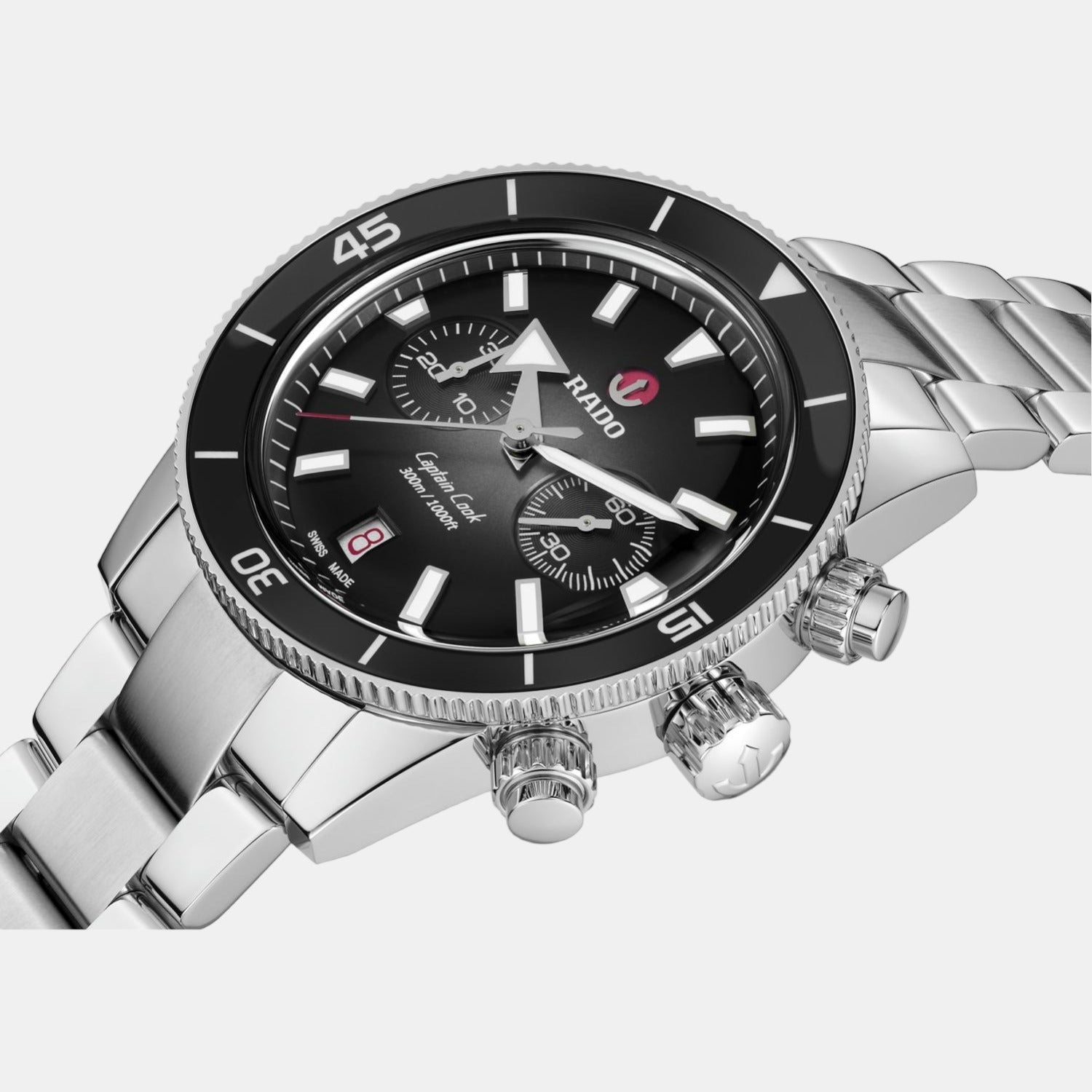 Captain Cook Men Automatic Black Dial Chronograph Stainless Steel Watch R32145158
