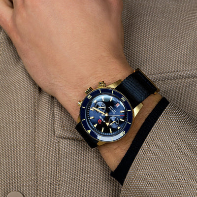 Captain Cook Men Automatic Blue Dial Chronograph Fabric Watch R32146208
