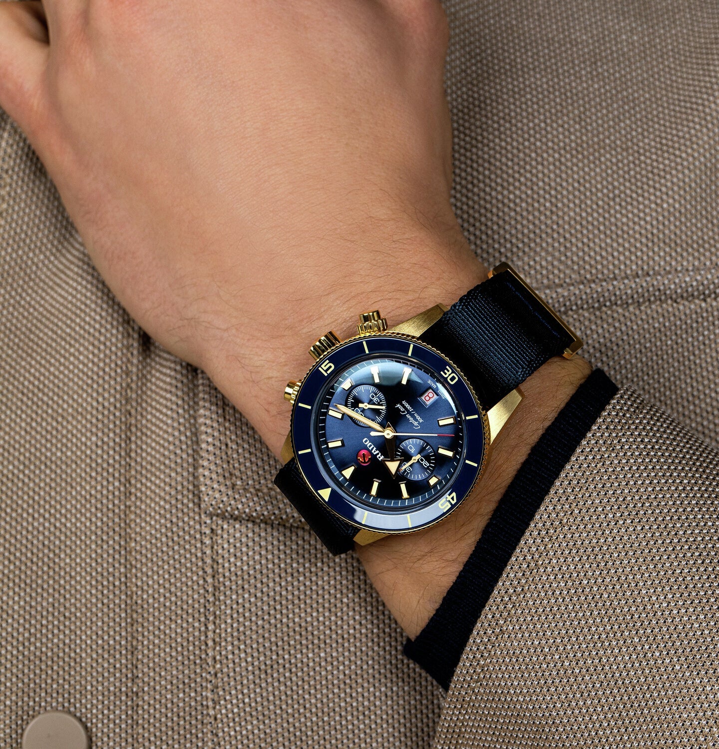 Captain Cook Men Automatic Blue Dial Chronograph Fabric Watch R32146208