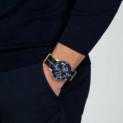 Captain Cook Men Automatic Blue Dial Chronograph Fabric Watch R32146208