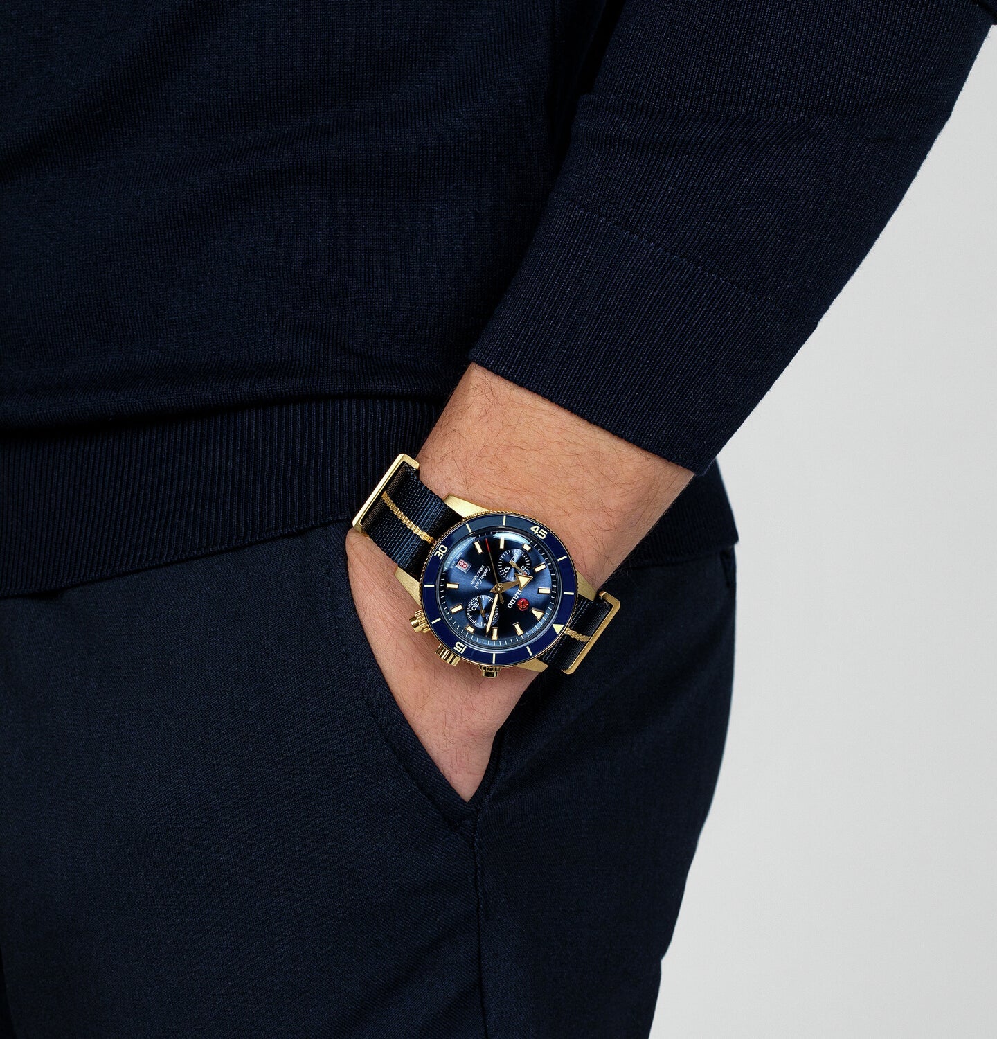 Captain Cook Men Automatic Blue Dial Chronograph Fabric Watch R32146208