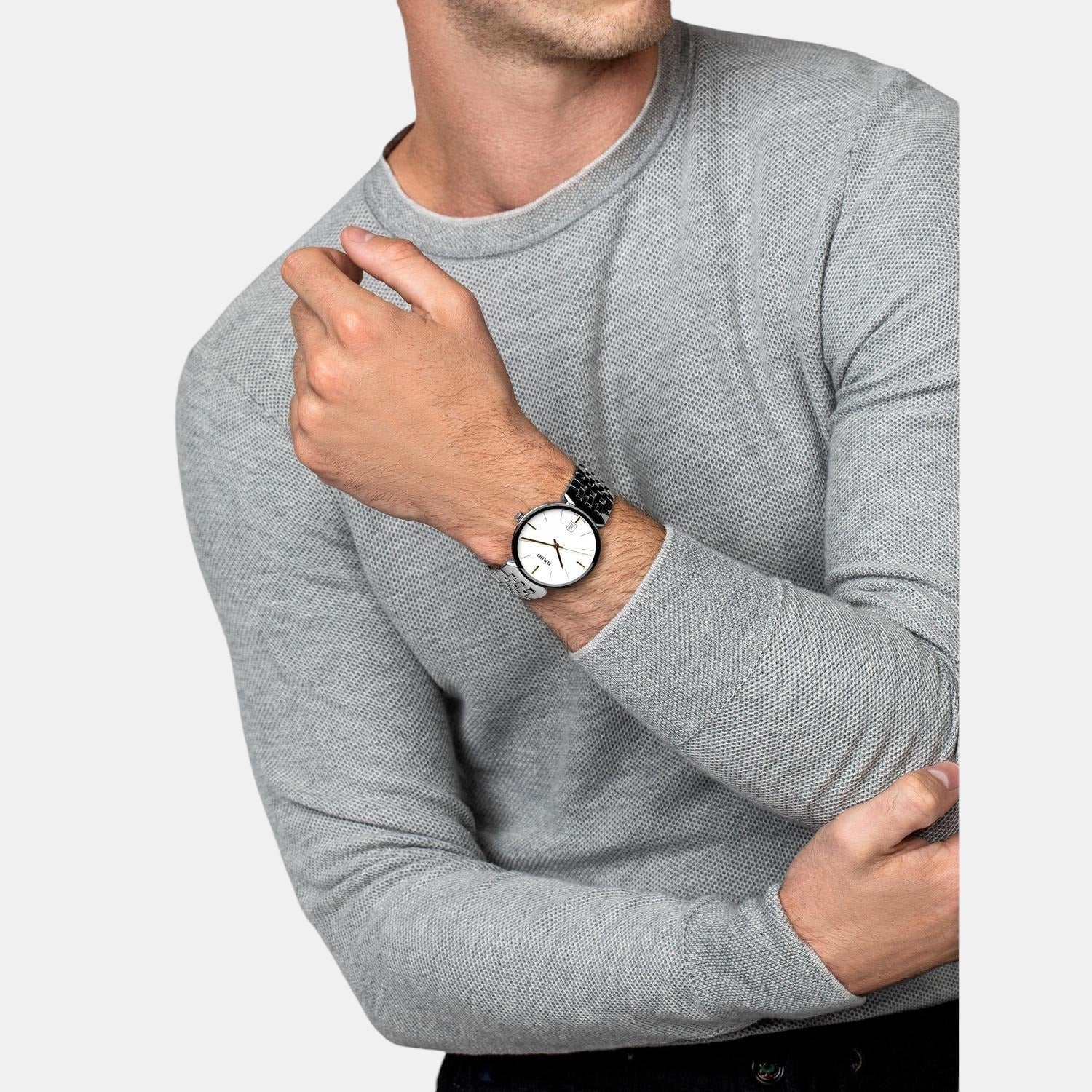 Florence Men Quartz White Dial Analog Stainless Steel Watch R48912013