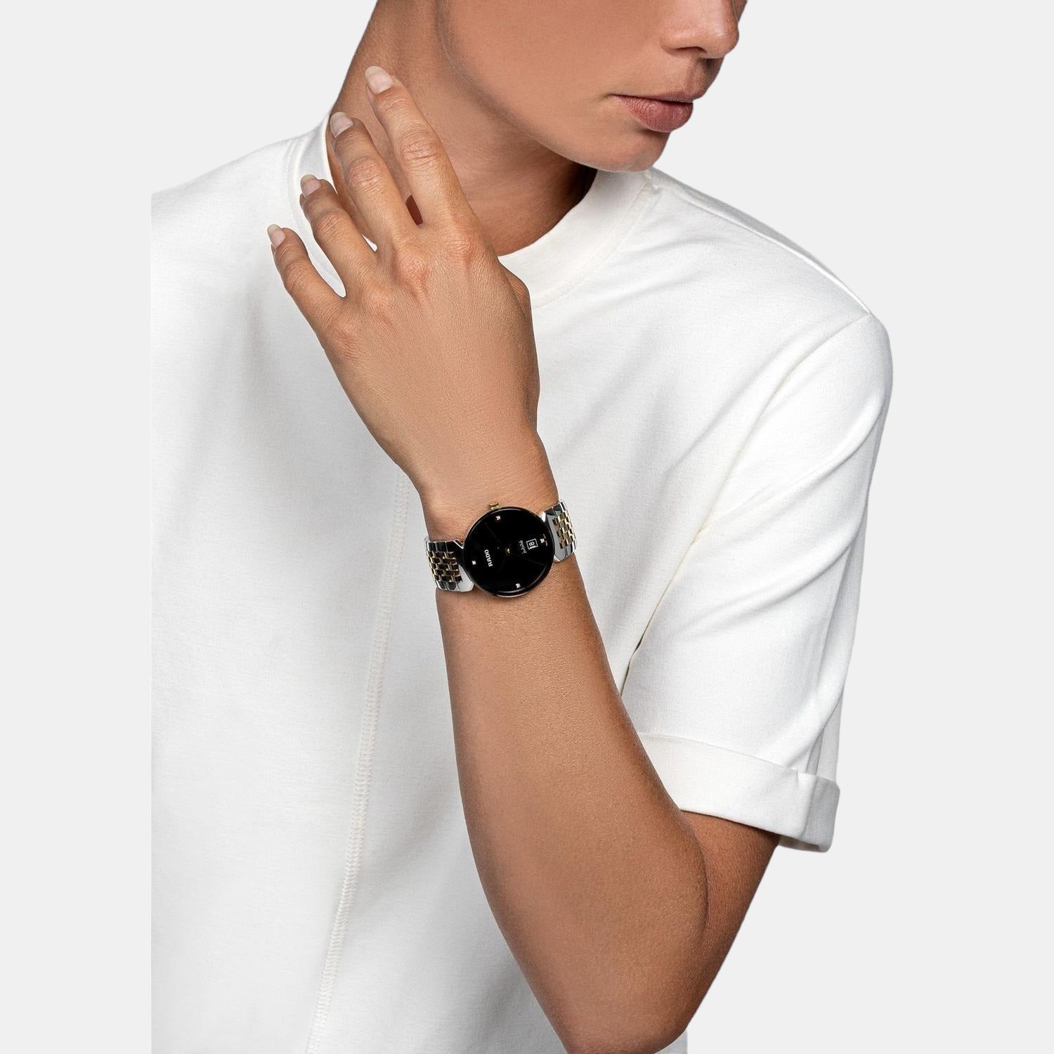 Florence Unisex Quartz Black Dial Analog Stainless Steel Watch R48912703