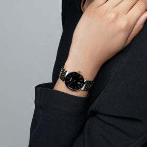 Florence Women Quartz Black Dial Analog Stainless Steel Watch R48913153