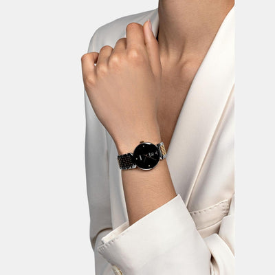 Florence Women Quartz Black Dial Analog Stainless Steel Watch R48913703