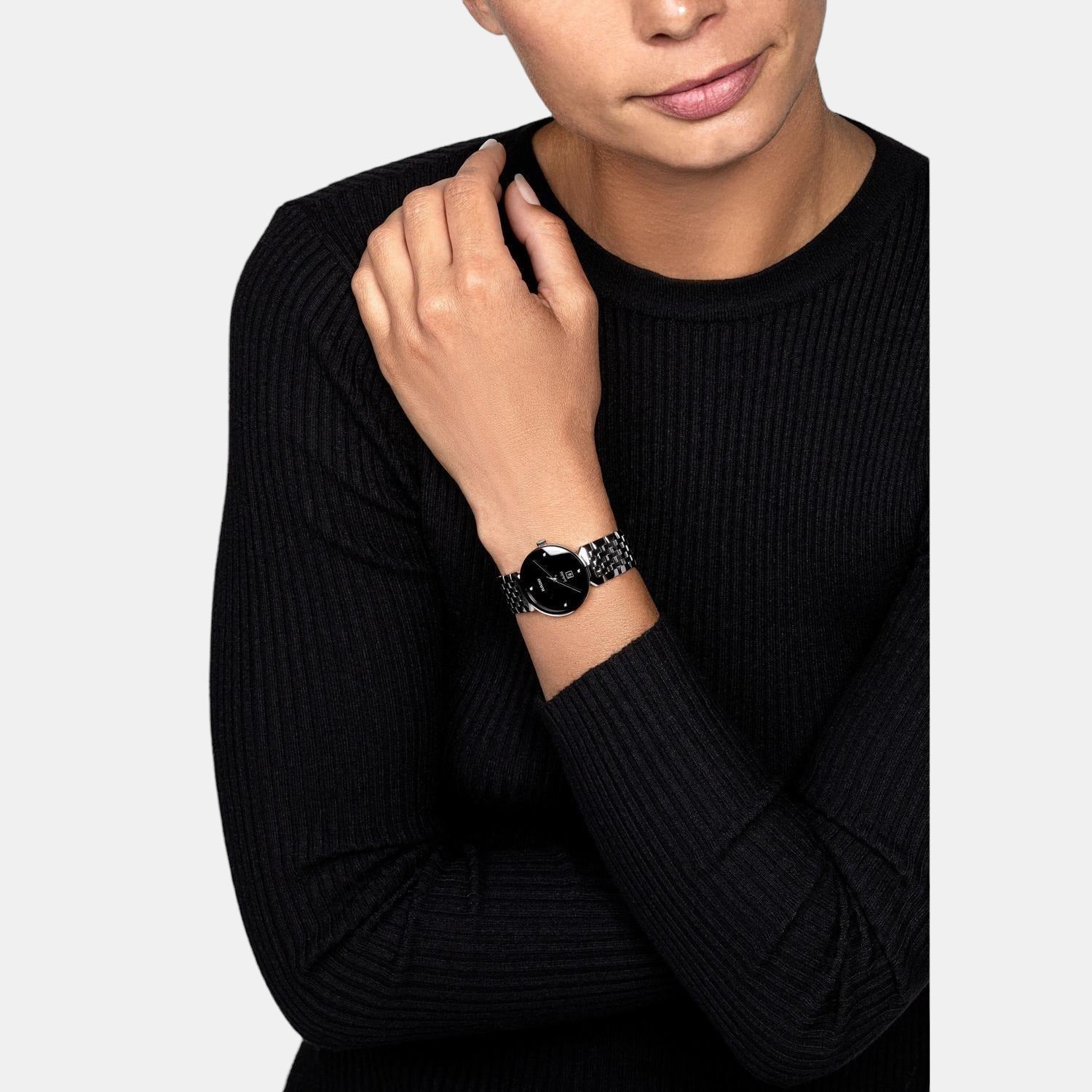 Florence Women Quartz Black Dial Analog Stainless Steel Watch R48913713
