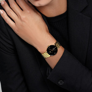 Florence Women Quartz Black Dial Analog Stainless Steel Watch R48915703
