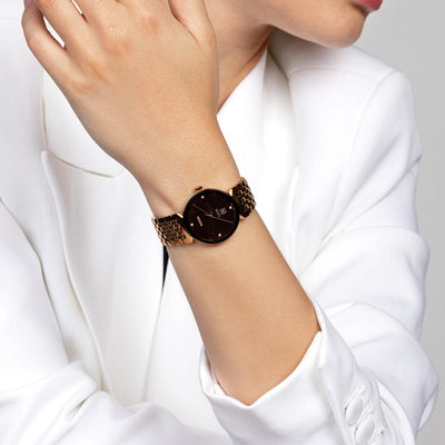 Florence Women Quartz Black Dial Analog Stainless Steel Watch R48917703