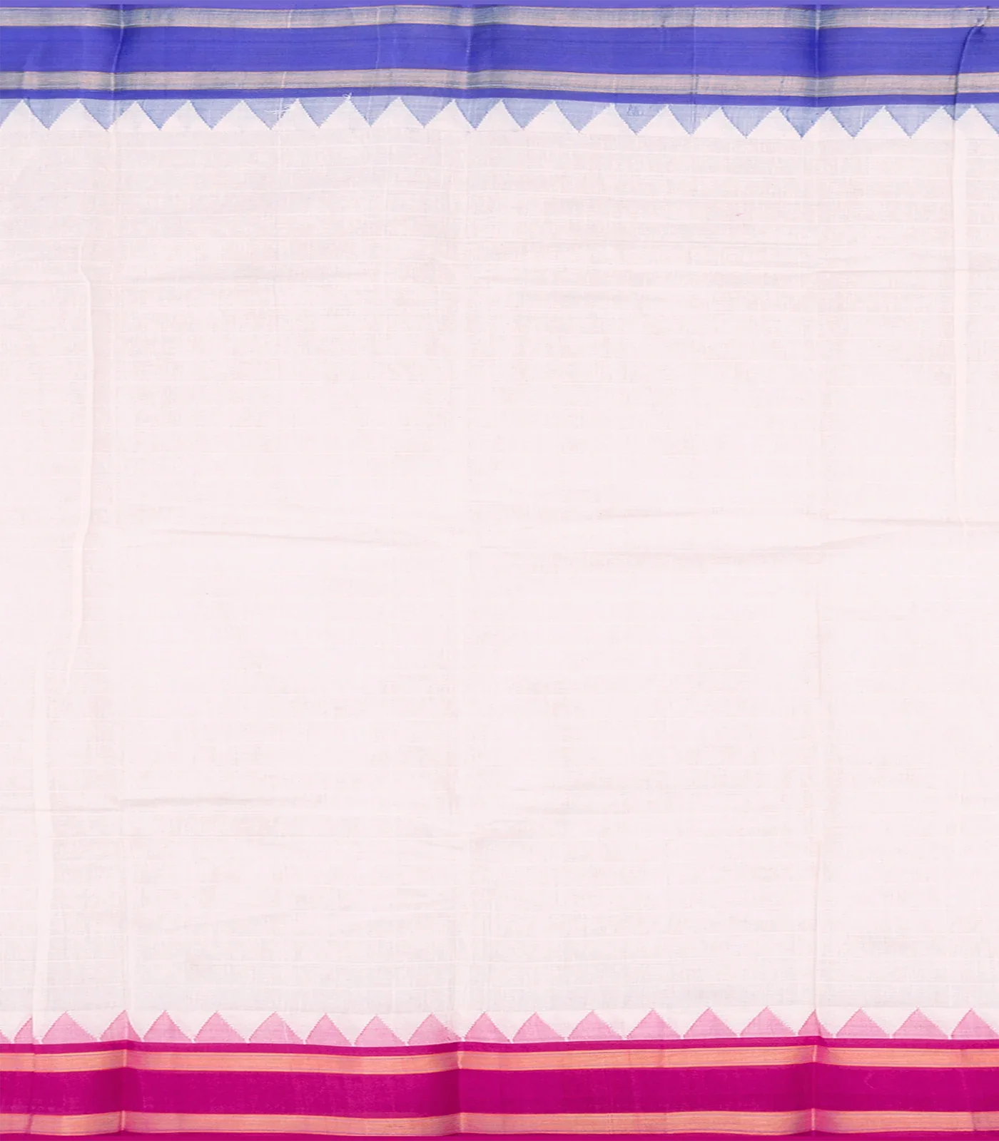 White Handloom Rasipuram Cotton Saree WIth Contrast Ganga Jamuna Silk Border-White