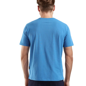 Rare Rabbit Men Rabbit-Inf Petrol Cotton Lycra Fabric Short Sleeve Crew Neck Regular Fit Printed T-Shirt