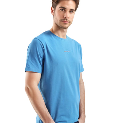 Rare Rabbit Men Rabbit-Inf Petrol Cotton Lycra Fabric Short Sleeve Crew Neck Regular Fit Printed T-Shirt