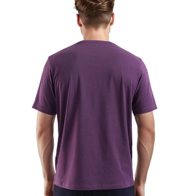 Rare Rabbit Men Rabbit-Inf Purple Cotton Lycra Fabric Short Sleeve Crew Neck Regular Fit Printed T-Shirt