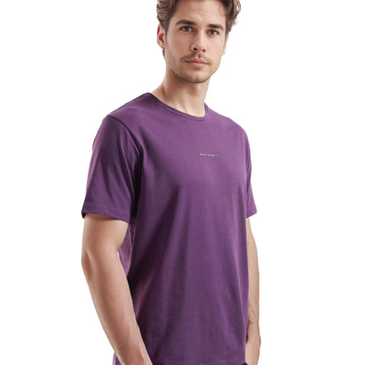 Rare Rabbit Men Rabbit-Inf Purple Cotton Lycra Fabric Short Sleeve Crew Neck Regular Fit Printed T-Shirt