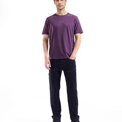 Rare Rabbit Men Rabbit-Inf Purple Cotton Lycra Fabric Short Sleeve Crew Neck Regular Fit Printed T-Shirt
