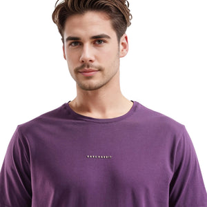 Rare Rabbit Men Rabbit-Inf Purple Cotton Lycra Fabric Short Sleeve Crew Neck Regular Fit Printed T-Shirt