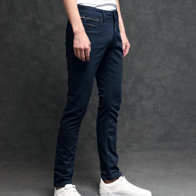 Rare Rabbit Men's Radley Navy Mid Wash Mid-Rise Regular Fit Jeans